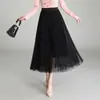 Moda Transfronteriza Elegante Falda Plisada de Malla de Longitud Media 2026 Otoño Versión Coreana Cintura Alta Adelgazante Falda de Corte Amplio