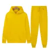 Traje deportivo para hombre para comercio exterior, sudadera con capucha de forro polar de color liso, cálida para otoño e invierno, suéter deportivo de corte holgado