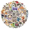 Adesivos de Graffiti de Animais de Desenho Animado Transfronteiriços 50 Peças Adesivos Impermeáveis para Copo d'Água Celular Adesivos de Animais Fofos em Aquarela Venda por Atacado