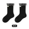 Meias Femininas Outono e Inverno Estilo Infantil Meia de Cano Médio Versão Coreana Elegante Renda Sem Costura Barra Solta Meias para Bebê Menina Cano da Panturrilha Inverno