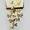 Decoración de mariposa de papel con simulación tridimensional 3D, accesorios de joyería de mariposa hueca tridimensional con textura metálica, pegatinas de pared para el hogar al por mayor