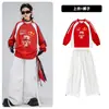 Ropa de Calle de Baile Urbano para Niños Niños Hip-Hop Festivo Rojo No. Traje de 7 piezas para Niños Hip-Hop Atuendo de Año Nuevo para Actuación