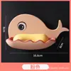 Jabonera de Ballena de Dibujos Animados de Doble Capa para Montar en la Pared, Soporte de Jabón con Drenaje sin Taladro para Baño del Hogar, Venta al por Mayor
