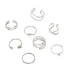 Conjunto de Anéis de Joias Novo Transfronteiriço Europeu e Americano Simples Ins Anel de Metal Aberto Empilhamento Multi-Articulado Joia de Mão