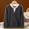 Nuevo Suéter de Punto de Lana Pura con Cuello Redondo de Manga Larga Bloque de Color Falso Dos Piezas para Niños Ropa para Niños Otoño/Invierno 2026