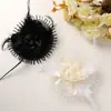 Estilo Coreano Novo Cetim Cacheado Moda Tecido Fio de Pena Flor DIY Anel de Cabelo Acessório de Cabeça Corsage Fantasia Flor Acessórios