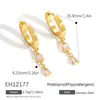 Brincos de Aço Inoxidável Transfronteiriços com Zircônia Incrustada, Brincos Pendentes Elegantes e Modernos, Banhados a Ouro Real 18K, À Prova d'Água