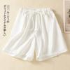Foto Real de Verano Delgados Artísticos Cintura Elástica Rectos Pierna Ancha Casual Blancos Holgados Sencillos Shorts Versátiles y Adelgazantes