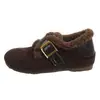 Zapatos Birkenstock Gruesos y Peludos para Mujer 2026 Invierno Nuevos Versátiles Acolchados con Terciopelo Grueso Cálidos Retro Completamente Cerrados Zapatos de Algodón Birkenstock