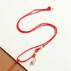 Elegante Colgante Cuerda DIY Tejido a Mano Asimétrico Colgante Pequeño Loto Dosel Esmaltado Cuerda de Cuello Nueva Cuerda de Collar