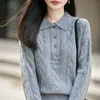 100% lana pura 26 botones solapa punto trenzado retro suelto suéter de lana grueso para otoño e invierno ropa exterior para mujer