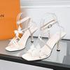 Tacones Altos de Estilo Hada a la Moda para Mujer 2025 Verano Nuevo Estilo Lazo Stiletto Punta Cuadrada Sexy Sandalias de Una Tira