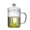 Fabricantes al por mayor de tazas de té verde de vidrio resistente al calor con tapa, taza Huiki, taza de agua de oficina de vidrio, taza de leche, juego de té de gran capacidad