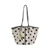 Bolsa de lona casual con lunares estilo coreano para mujer, nueva moda de verano 2026, bolsa de hombro de gran capacidad para el día a día