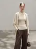 Nueva colección de otoño: Suéter de punto elegante de estilo francés con textura, rayas verticales, corte slim y manga larga, con un chal a juego para mujer