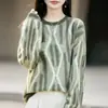 Nuevo suéter de punto de cachemira y lana para otoño e invierno, de siete agujas, grueso, cuello redondo, manga larga, jacquard de rombos, lana cepillada