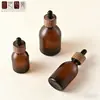 En Stock Frascos de Aceite Esencial de 30ml 50ml 100ml, Frascos Goteros de Vidrio Transparente con Madera de Nogal, Frascos Dispensadores Originales para Aceite Esencial Líquido