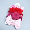 Diadema para el Cabello de Niños Europeos y Americanos Set de Colores Mixtos Donut Lazo Diadema para Bebé Tres Flores Diadema de Nylon Set de Tres Piezas