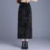 Saia de lantejoulas simples e estilosa para mulheres, nova saia bodycon de cintura alta slim fit para outono e inverno de 2026, saia reta elegante e moderna