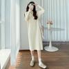 Foto Real Local 2024 Nova Roupa de Outono e Inverno Tamanho Grande Vestido Tricotado com Capuz Feminino Fat mm