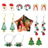 Brincos de Natal Laço Sino Liga Árvore de Natal Papai Noel Conjunto Combinado Brincos de Natal