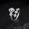 Pulseira Floral Estilo Europeu e Americano, Estilo Ins, Personalizada, Luxo Leve, Nicho, Alto Padrão, Requintada, Anel com Design Total em Zircônia, Joia de Mão para Mulheres