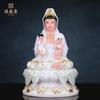 Estátua de Buda Bodhisattva Guanyin Imitação Jade Branco Bodhisattva Guanyin de Nanhai Casa Sentada Lótus Estátua de Bodhisattva Guanyin