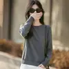 Colección Nueva Primavera 2026: Suéter de punto para mujer con cuello redondo y manga larga, Suéter fino sin costuras, Top versátil como capa base