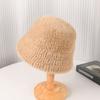 Celebrante de Internet Nuevo Estilo Coreano Rostro Mostrado Pequeño Sombrero de Cubo de Felpa para Mujer Otoño e Invierno Domo Combinable Cálido Cubre Rostro Sombrero de Cubo Liso