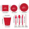 Set de utilería de decoración de ambiente navideño, platos de papel desechables, vasos de papel, servilletas de papel, vajilla temática para fiestas al por mayor