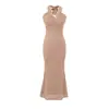 Vestido sexy de encaje con cuello halter en V estilo francés para mujer, nuevo modelo de verano, entallado en la cintura, adelgazante, vestido largo de alta gama