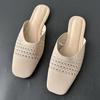 2026 Verano Nuevos Zapatos de Media Pantufla Cerrados de Punto Volador Talla Grande Punta Cuadrada Boca Baja Transpirables Talla Grande para Mujer Venta al por Mayor