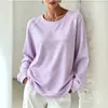 Sudadera Casual de Manga Larga para Mujer, Color Suave, Holgada, Cuello Redondo, Otoño e Invierno, Transfronteriza Europea y Americana, 2026