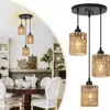 Lámpara de araña tejida con cuerda de cáñamo de imitación americana transfronteriza de Amazon, estilo antiguo medio, para restaurante, hotel, casa de familia, posada, barra, lámpara de araña de tres cabezas.