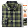 Camisa a Cuadros para Hombre de Algodón Modal Cepillado, Manga Larga, Capa Base Versátil Casual, Nueva Camisa de Otoño 2026