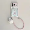 Porta Cartões Pequeno Floral Coelho Estilo Coreano Adequado para Capa de Celular Apple 17Promax iPhone16 Portátil 15Pro