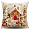 Fronha de Almofada de Natal Espessa Múltiplos Padrões Capa de Almofada Padrão Papai Noel Rena Capa de Almofada Decorativa para Sofá de Sala de Estar
