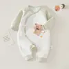 Macacão para Recém-Nascido Outono e Inverno Bebê Acolchoado Quente Macacão 0-3-6 Meses Roupa de Dormir para Bebê Recém-Nascido 1 Plus Algodão