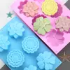 Tangbao En Stock Molde de Silicona de 6 Cavidades con 3 Tipos de Patrones de Girasol Para Hornear Pasteles, Hacer Jabón Artesanal y Pasteles de Luna Venta al por Mayor