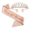 Diadema de cumpleaños europea y americana diadema corona diadema banda para el hombro 16 18 21 30 40 50 edad traje de oro rosa