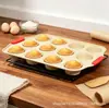 Molde para pastel de acero al carbono esmaltado cerámico transfronterizo con puntos de silicona, molde redondo para 12 muffins para tartas de huevo, pasteles y pudines