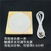 Base Luminosa de Madera Maciza LED Inalámbrica Redonda Adorno de Luz Nocturna DIY Difusor Pantalla de Cristal Acrílico Almohadilla de Luz