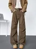 Calça casual da moda, calça longa de perna larga, calça de trabalho CL estilosa e legal estilo americano para homens, outono, plissada, cintura média