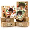 Caja de Dulces de Pan de Jengibre con Ventana de Papel Kraft Nuevo de Navidad Caja de Empaque Navideño Caja para Galletas Regalo Regalo