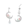 Pendientes de Borla de Perla Lunar Flor de Rosa Estilo Francés para Mujer, Diseño de Nicho, Elegantes y Graciosos, Pendientes de Nuevo Estilo 2026