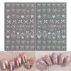 Adesivos de Unha Diamantes de Unha Rosa Primavera Branco Azul Coração Fofo Esmalte Gel Decalques 3D Embossados