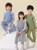 Pijamas Quentes Infantis, Roupas de Outono para Meninos, Conjuntos de Roupa Íntima para Jovens, Roupas de Casa para Meninas, Conjuntos de Roupa Base