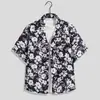 Atuendos Hawaianos de Seda Helada para Pareja de Verano, Camisas Casuales Sueltas de Manga Corta de Gama Alta, Tops para Pareja de Playa Sanya