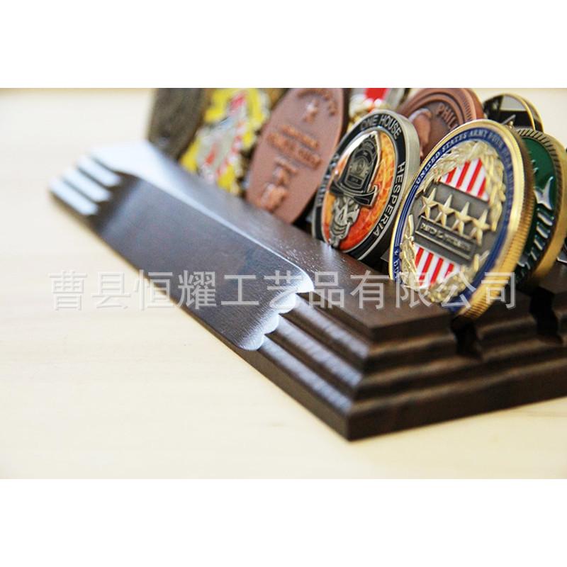 木质奖章排列架展示架硬币收藏展示底座实木多层纪念币勋章置物架