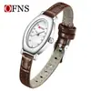 Oufani Reloj Pequeño Dorado para Mujer Moda para Viajes al Trabajo Ovalado con Diamantes Esfera de Nácar Resistente al Agua Reloj de Cuarzo Dropshipping